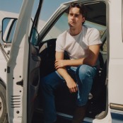 Noah Rinker sat in the drivers seat of a white vehicle